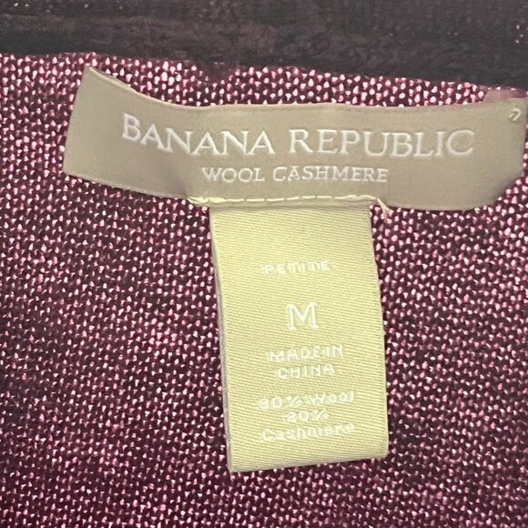 Banana Republic Sweater Womens Medium Maroon Cashmere Wool V-Neck Pullover - Picture 3 of 7